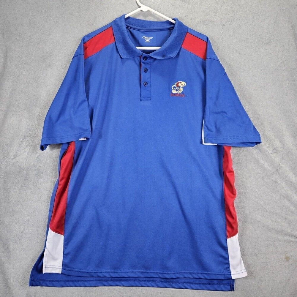 Kansas Jayhawks Polo Mens 2XL Blue Chiliwear NCAA Golf Active Pullover Shirt